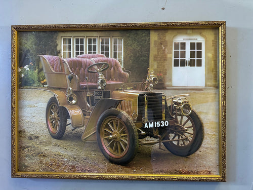 1903 Sunbeam Automobile Relief Art Framed 20.5"x27.5"