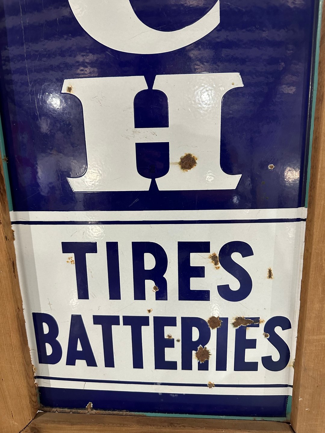 Goodrich Tires and Batteries Porcelain Sign