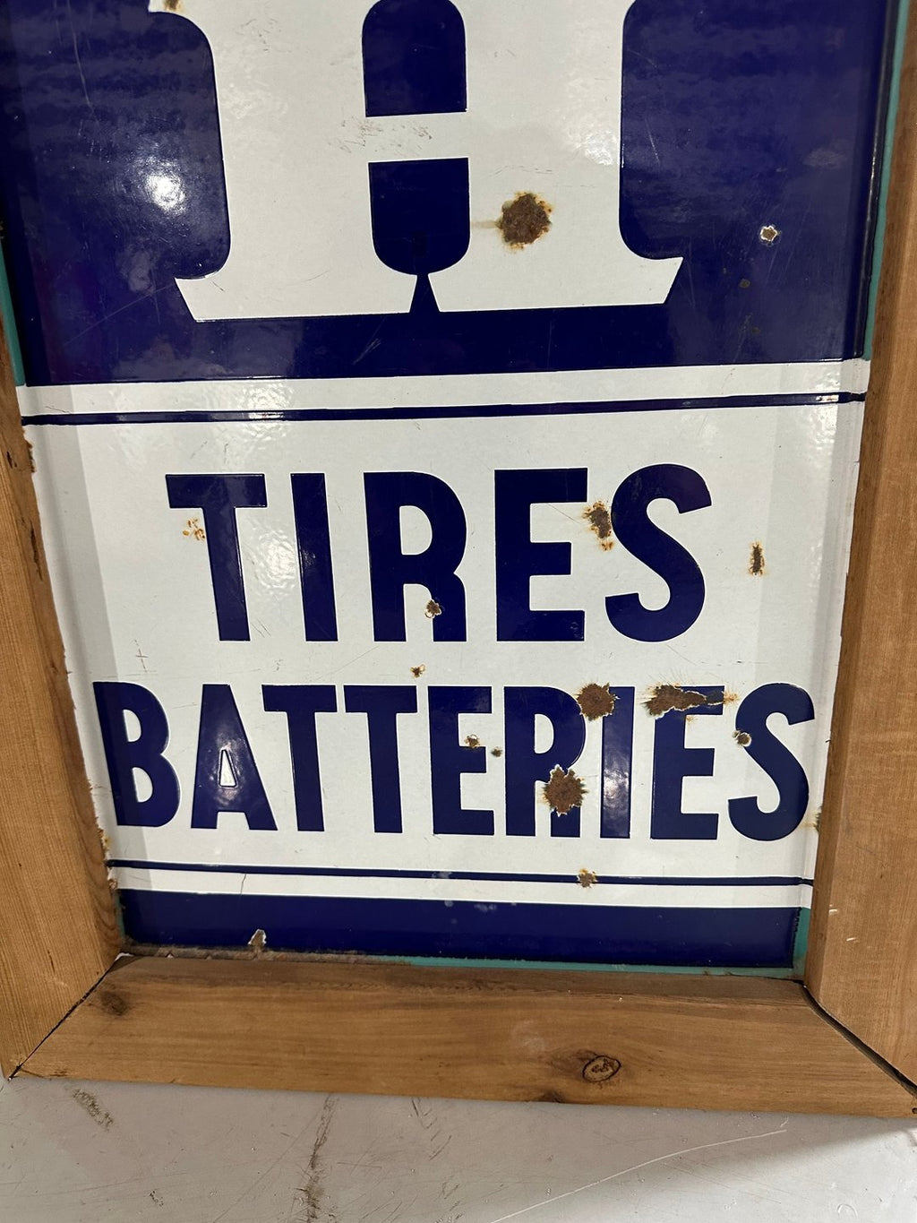 Goodrich Tires and Batteries Porcelain Sign
