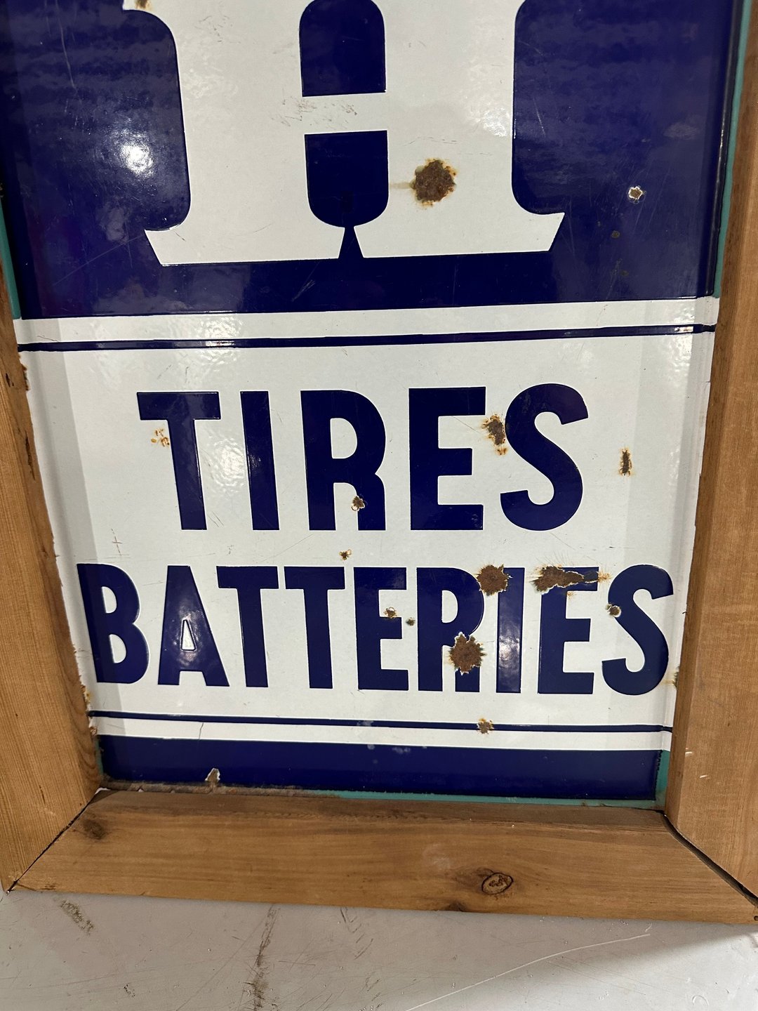 Goodrich Tires and Batteries Porcelain Sign