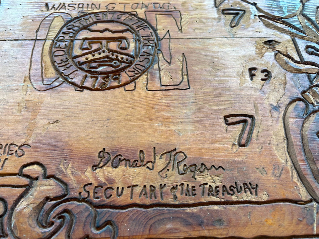 Hand Carved $1 Dollar Bill Plaque