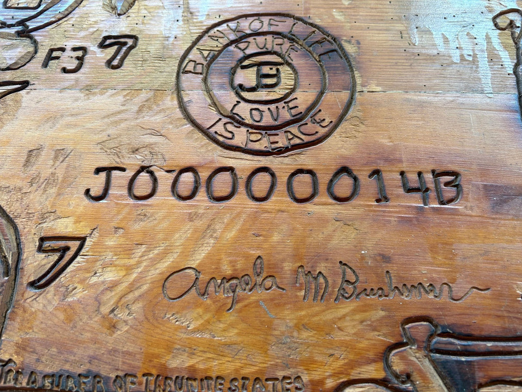 Hand Carved $1 Dollar Bill Plaque