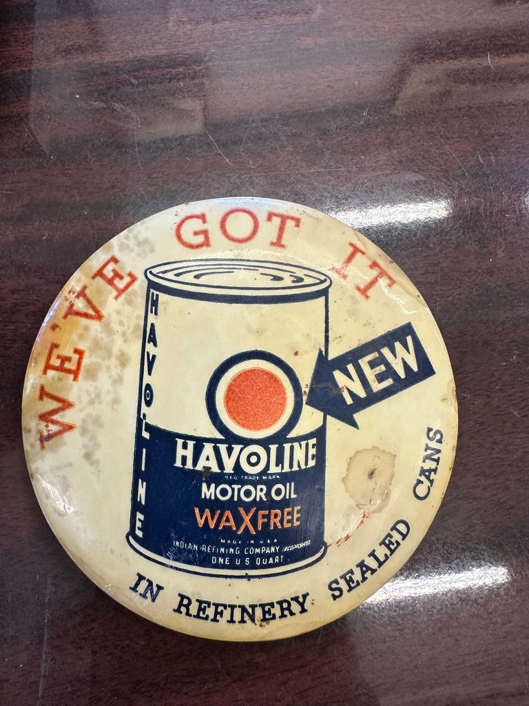 Havoline Motor Oil Vintage Promotional Button