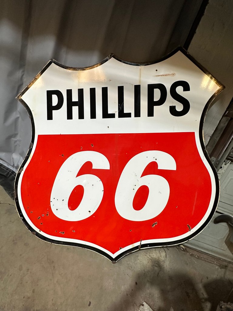 Large 6 ft Double Sided Porcelain Phillips 66 Sign