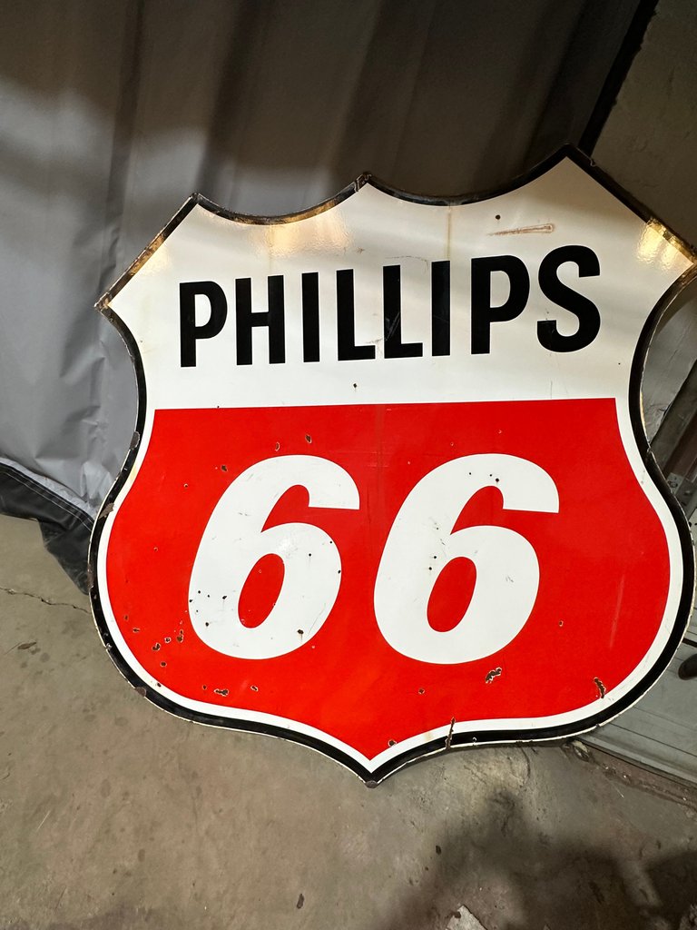 Large 6 ft Double Sided Porcelain Phillips 66 Sign