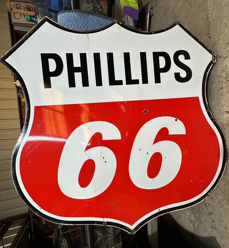 Large 6 ft Double Sided Porcelain Phillips 66 Sign