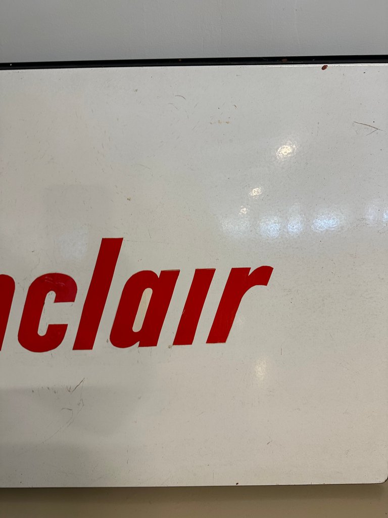Large Porcelain Sinclair Sign on Wood Frame