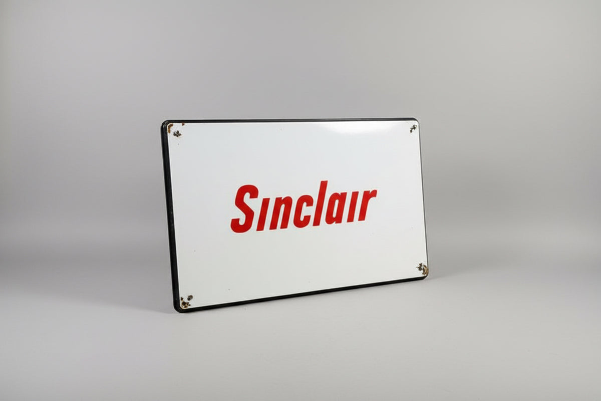 Large Porcelain Sinclair Sign on Wood Frame