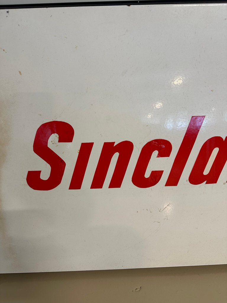 Large Porcelain Sinclair Sign on Wood Frame