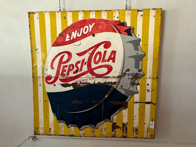 Large Vintage Pepsi Metal Sign