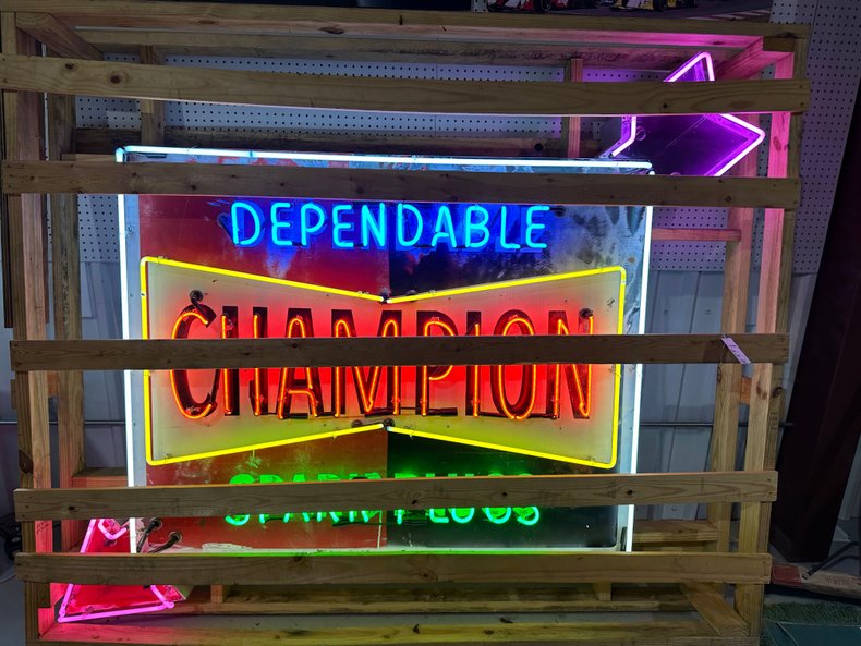 Neon Champion Spark Plug Sign