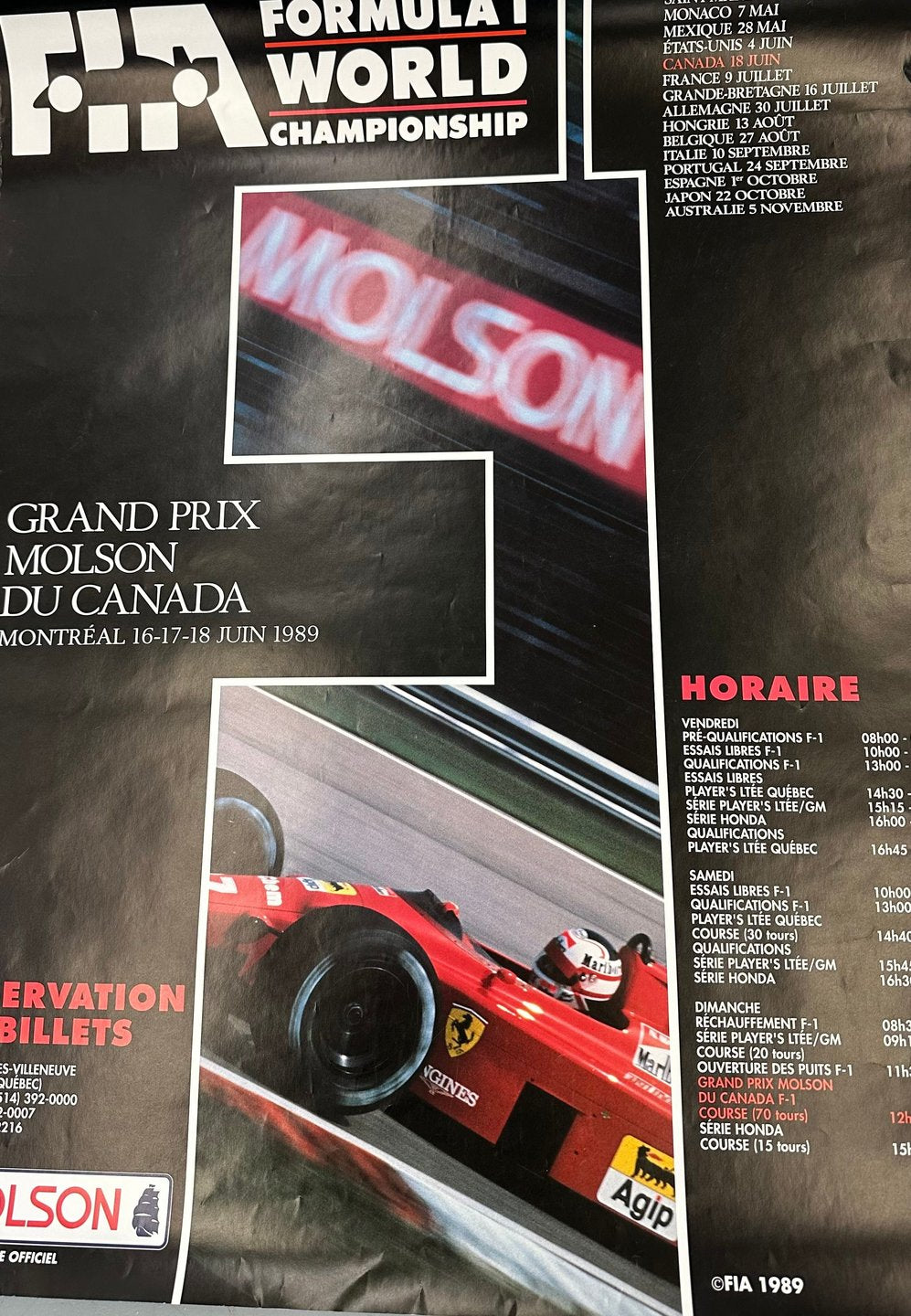 Original 1989 Montreal Canada Formula 1 GP Poster