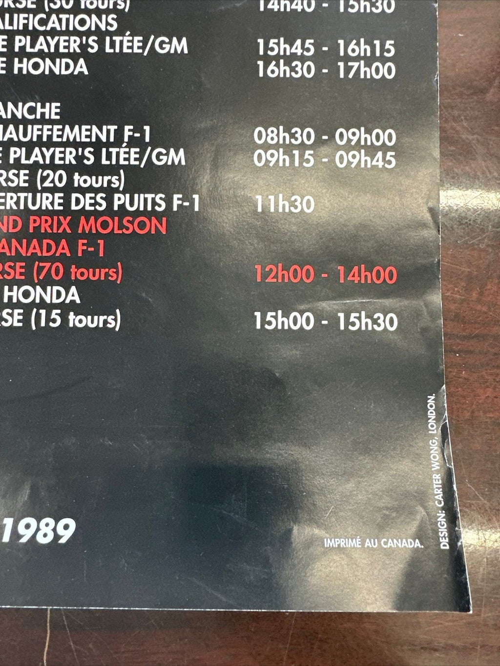 Original 1989 Montreal Canada Formula 1 GP Poster