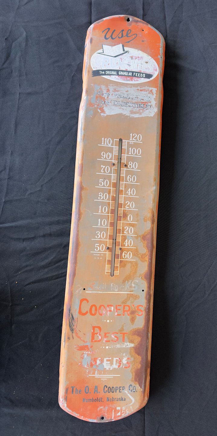 Vintage Cooper's Best Feeds Thermometer Sign