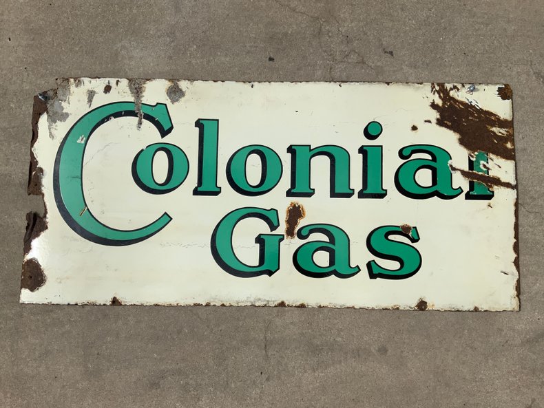 Original Double-Sided Colonial Gas Porcelain Sign
