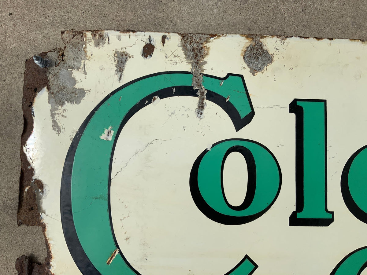 Original Double-Sided Colonial Gas Porcelain Sign