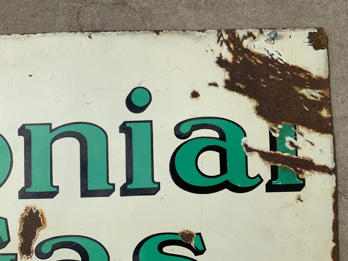 Original Double-Sided Colonial Gas Porcelain Sign
