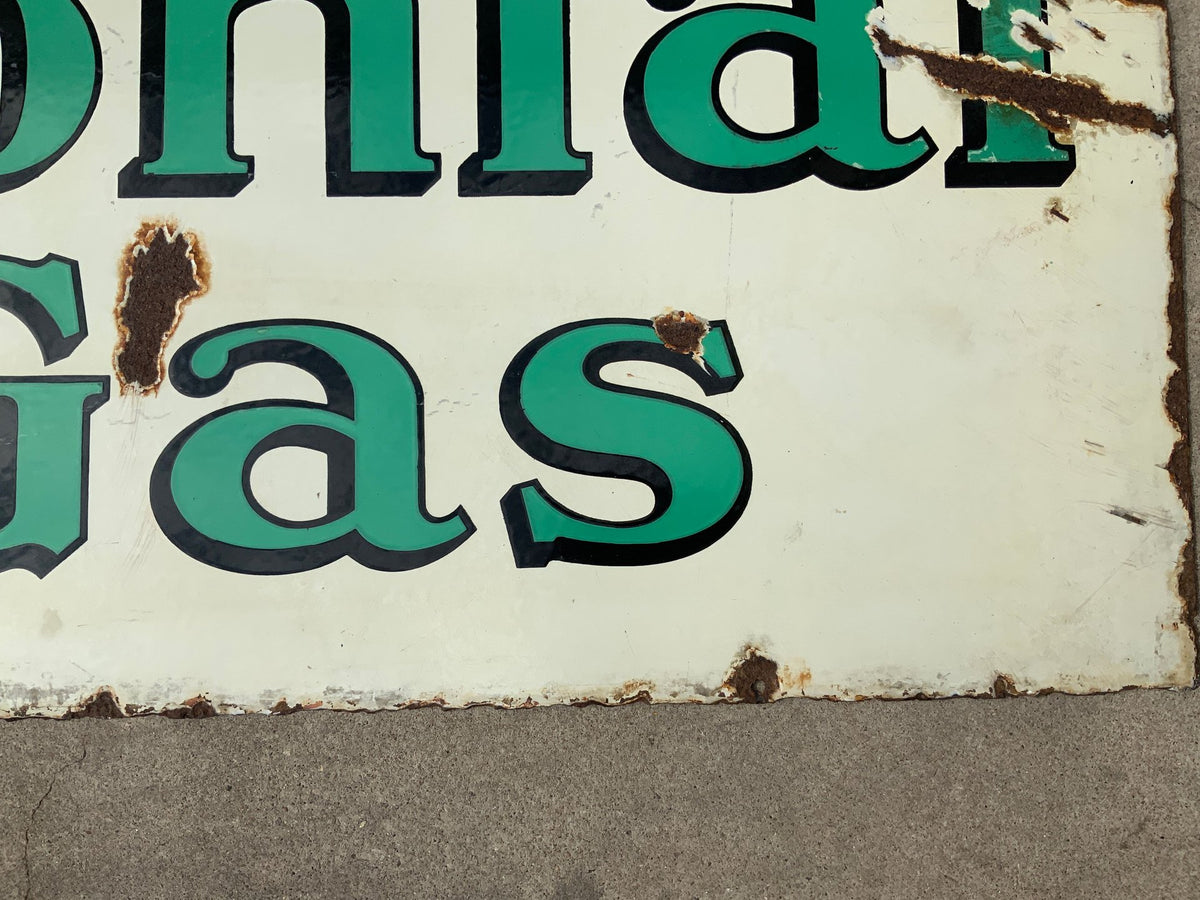 Original Double-Sided Colonial Gas Porcelain Sign