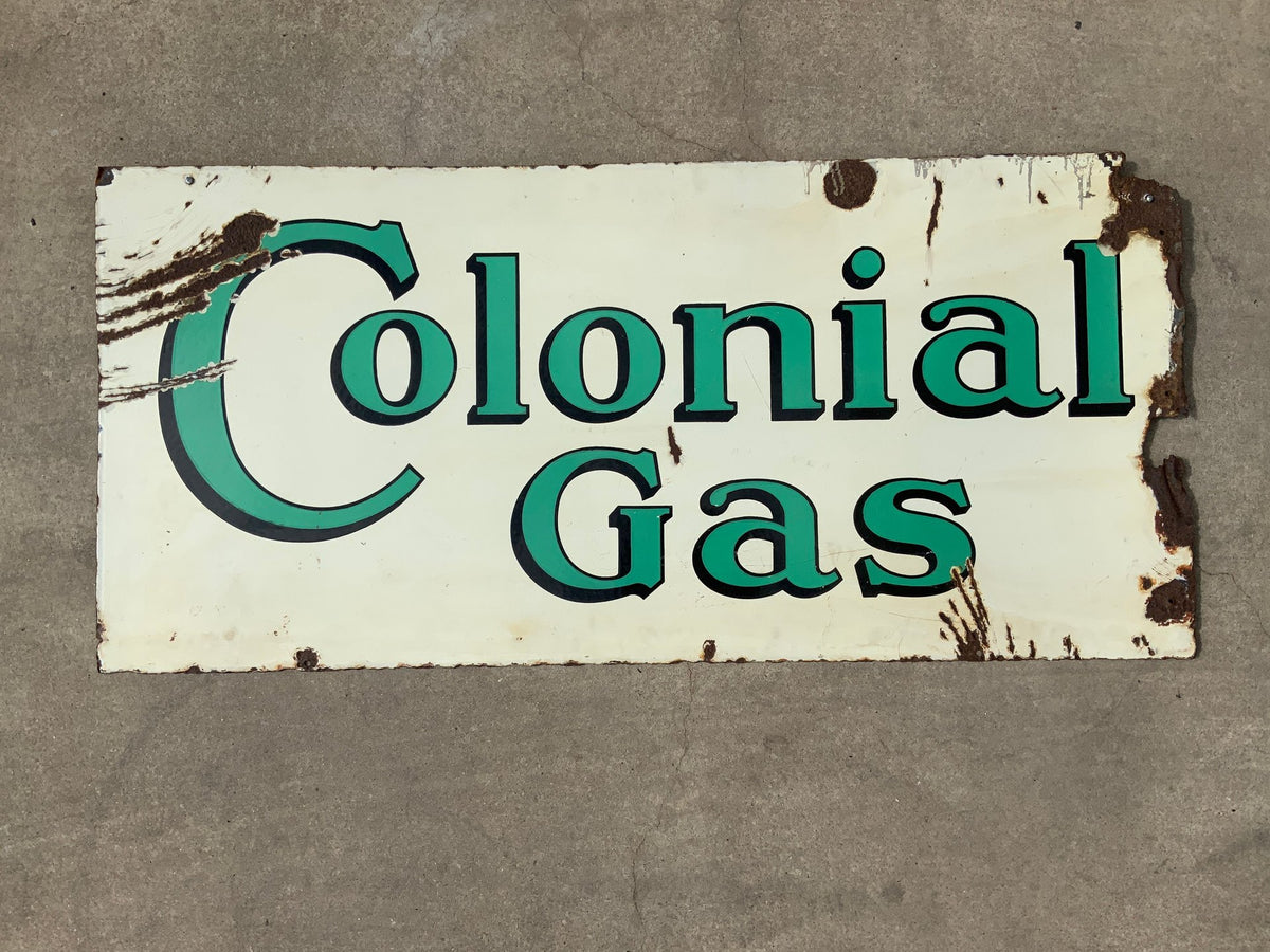 Original Double-Sided Colonial Gas Porcelain Sign