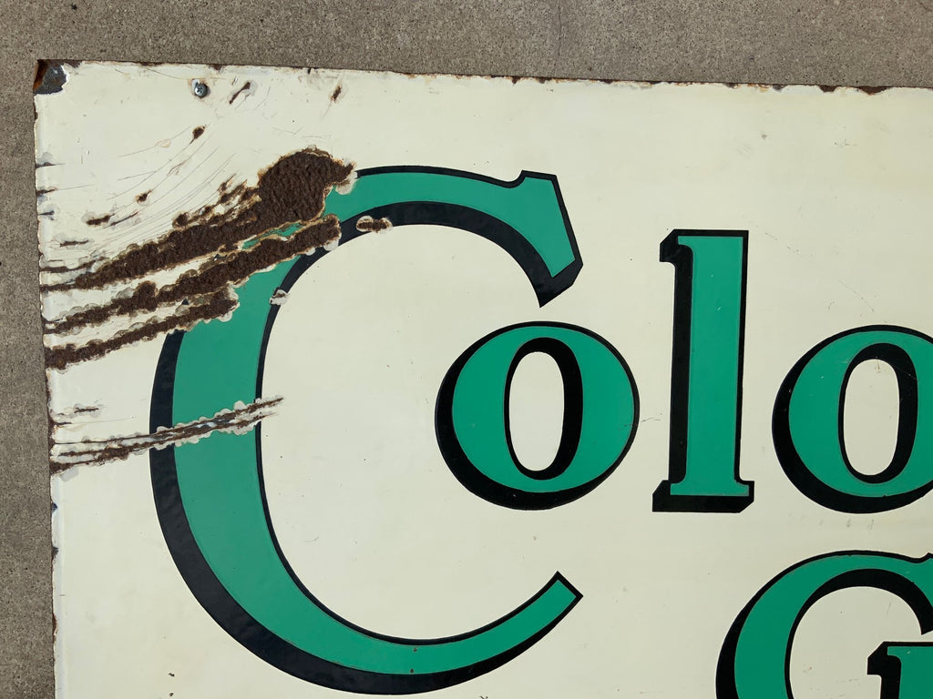 Original Double-Sided Colonial Gas Porcelain Sign