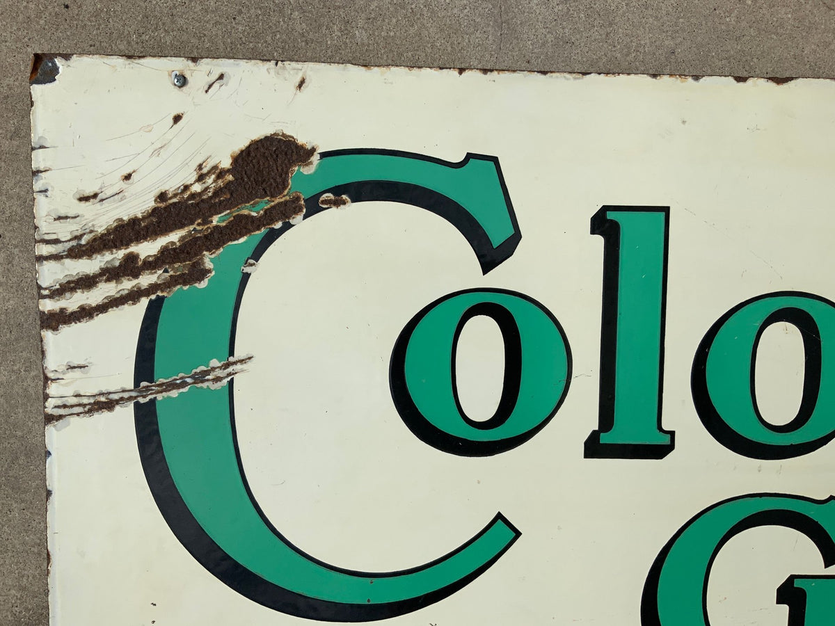 Original Double-Sided Colonial Gas Porcelain Sign