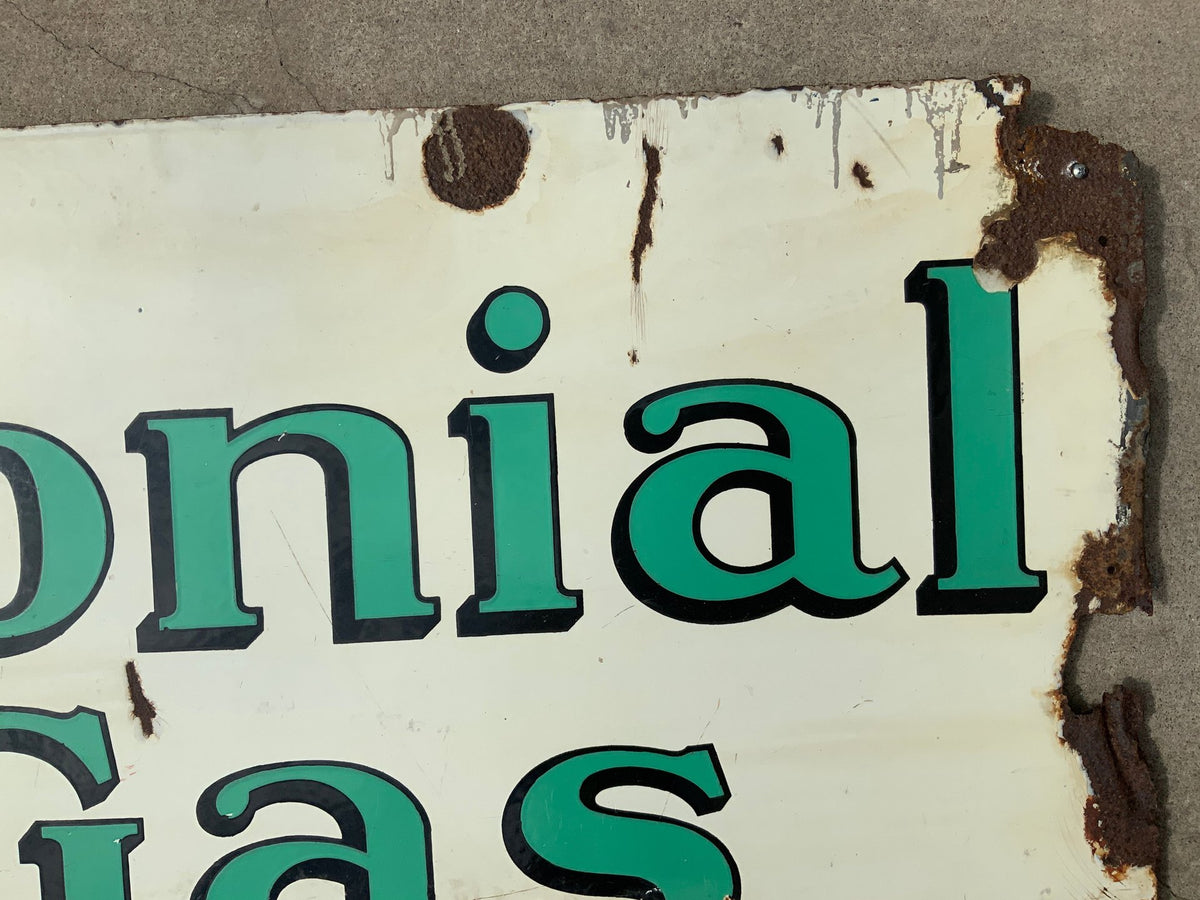 Original Double-Sided Colonial Gas Porcelain Sign