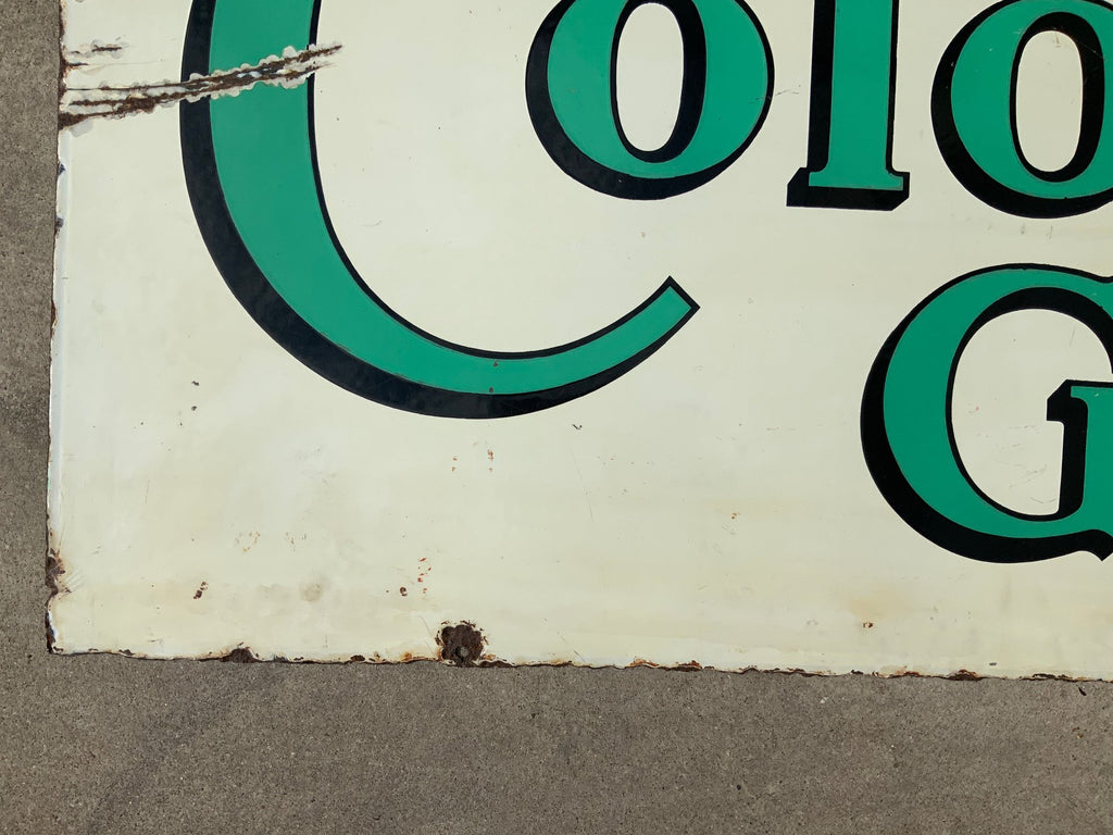 Original Double-Sided Colonial Gas Porcelain Sign