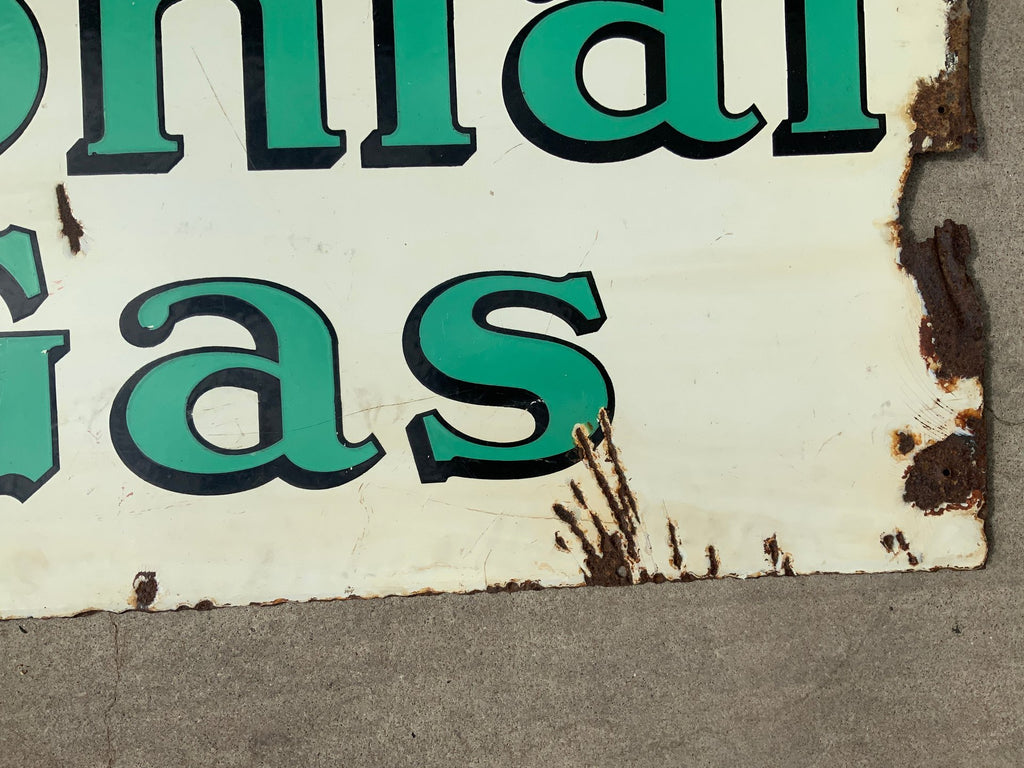 Original Double-Sided Colonial Gas Porcelain Sign