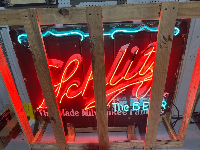 Original Porcelain Neon Schlitz Beer Sign