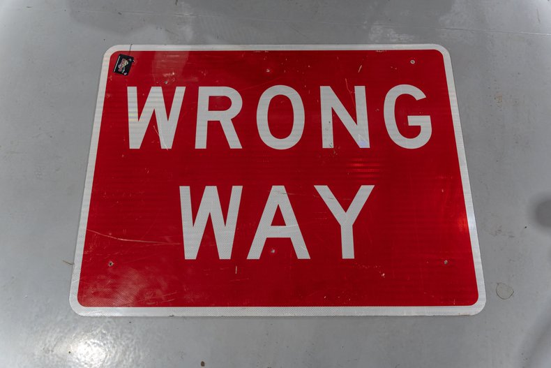 Original Reflective "Wrong Way" Street Sign