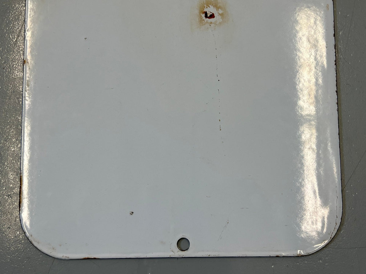 "Please Drive to Last Pump" Vintage Porcelain Gas Station Sign
