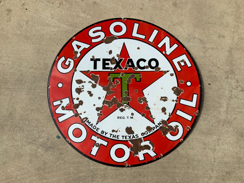 Porcelain Texaco Gasoline Sign Dual Sided