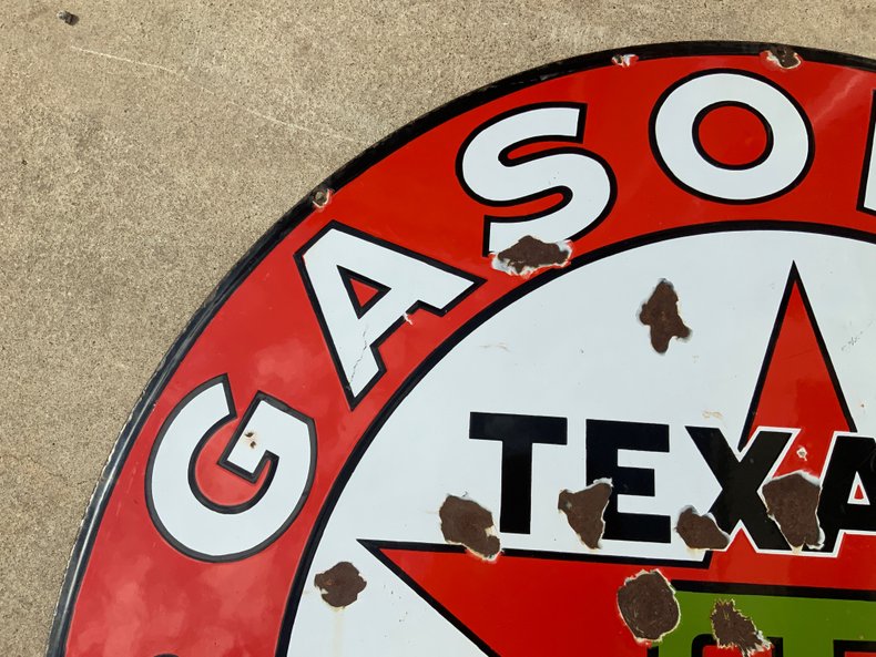 Porcelain Texaco Gasoline Sign Dual Sided