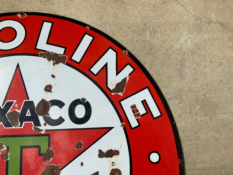Porcelain Texaco Gasoline Sign Dual Sided