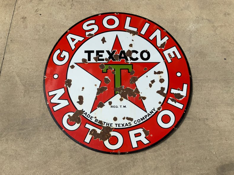 Porcelain Texaco Gasoline Sign Dual Sided
