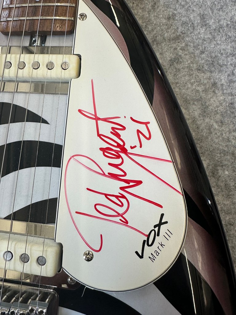Rare 2000 Vox Mark lll Teardrop Guitar #1 of 3 in this custom finish signed by Ted Nugent