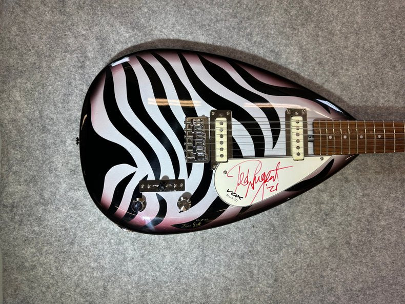 Rare 2000 Vox Mark lll Teardrop Guitar #1 of 3 in this custom finish signed by Ted Nugent