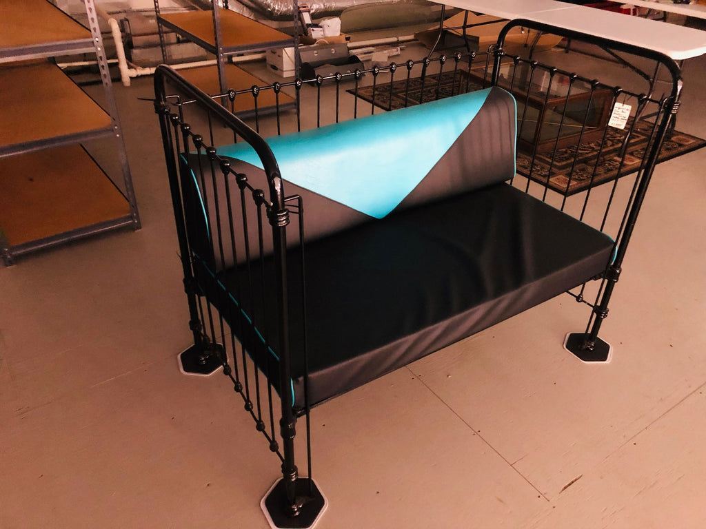 Restored 1920s Baby Bed Converted to 1950s-Style Couch