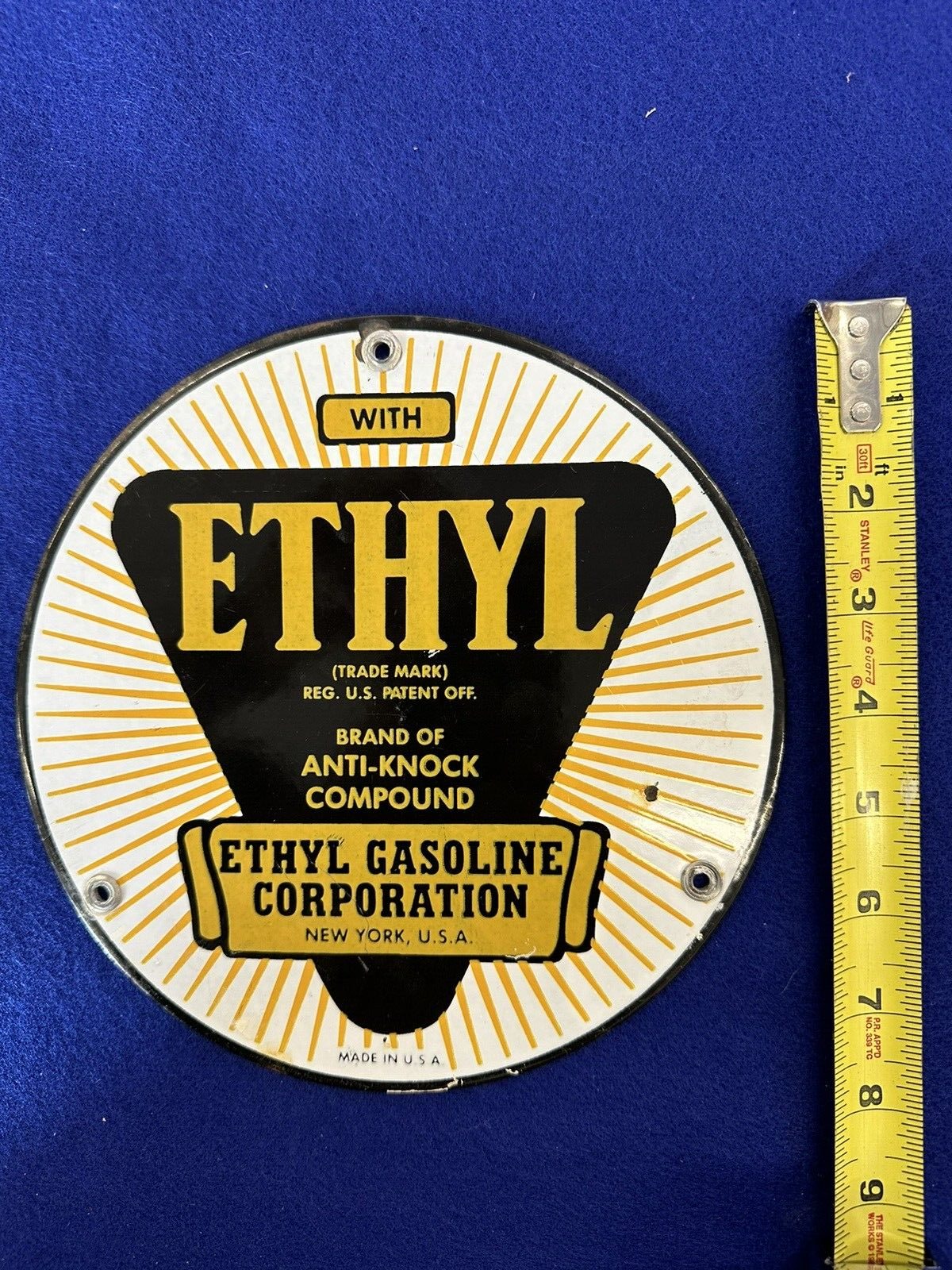 Ethyl Gasoline Vintage Porcelain Sign