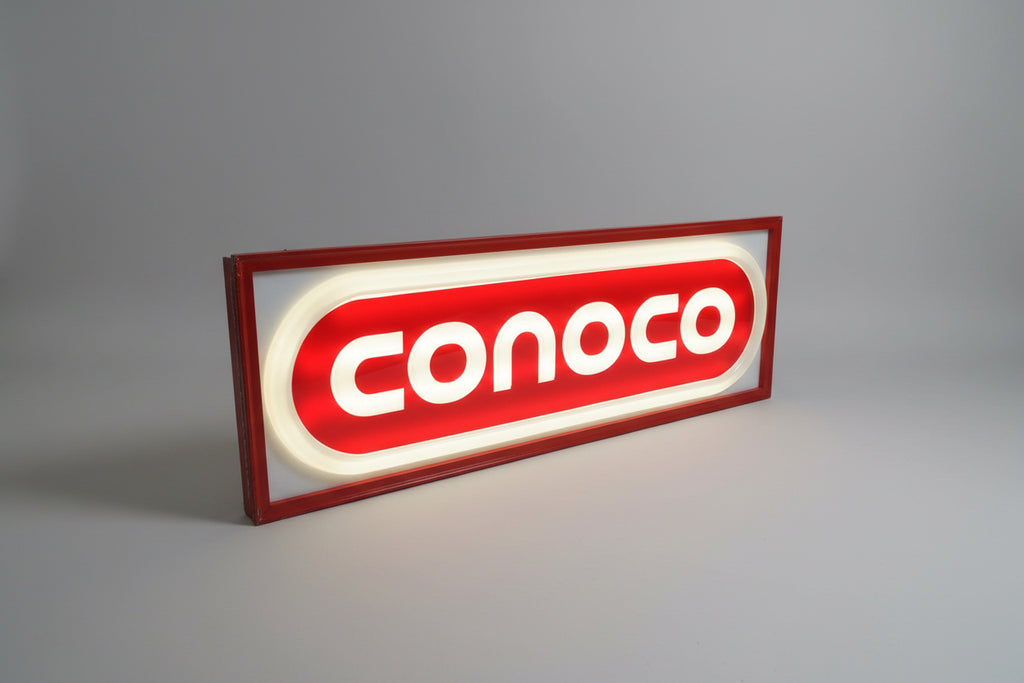 Vintage Conoco Plastic Lighted Sign 8x3 FT