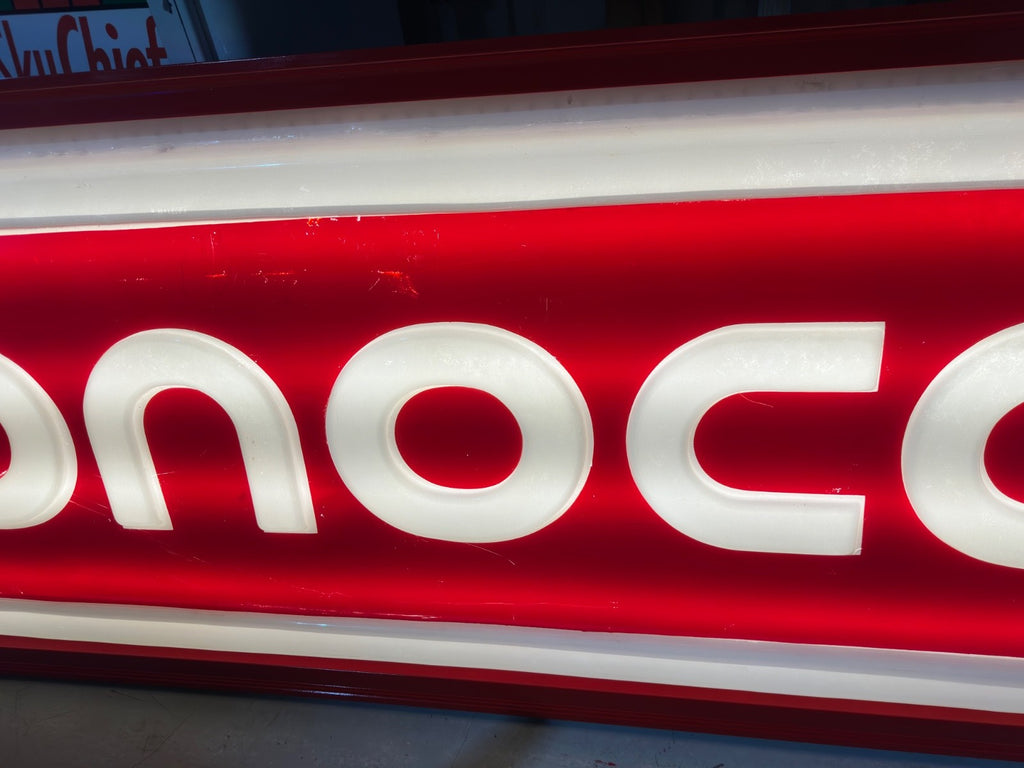 Vintage Conoco Plastic Lighted Sign 8x3 FT