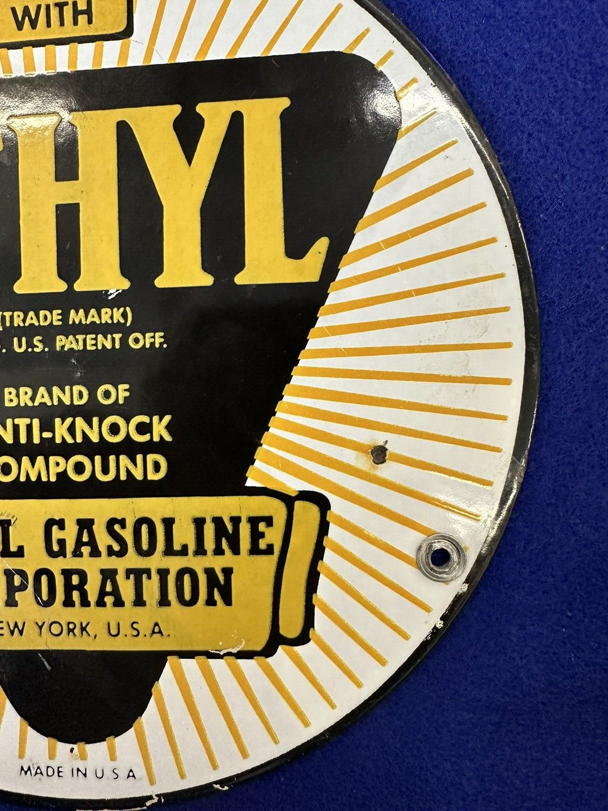 Ethyl Gasoline Vintage Porcelain Sign