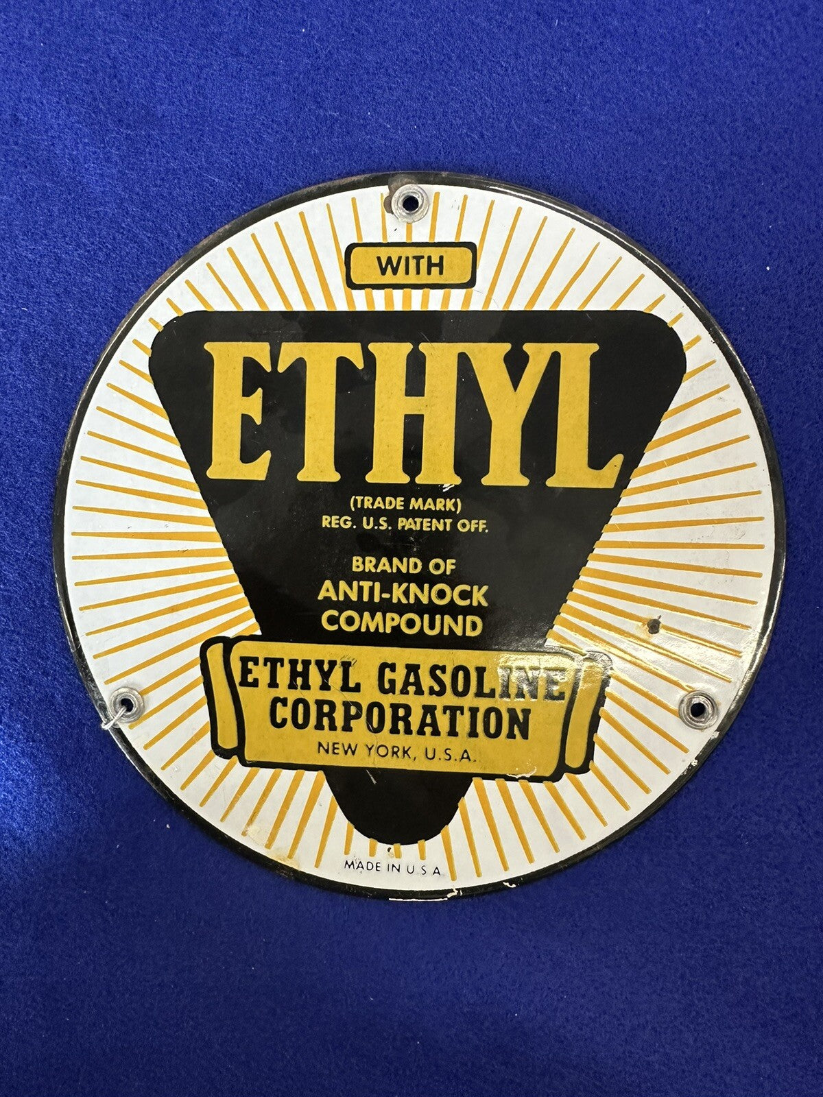 Ethyl Gasoline Vintage Porcelain Sign