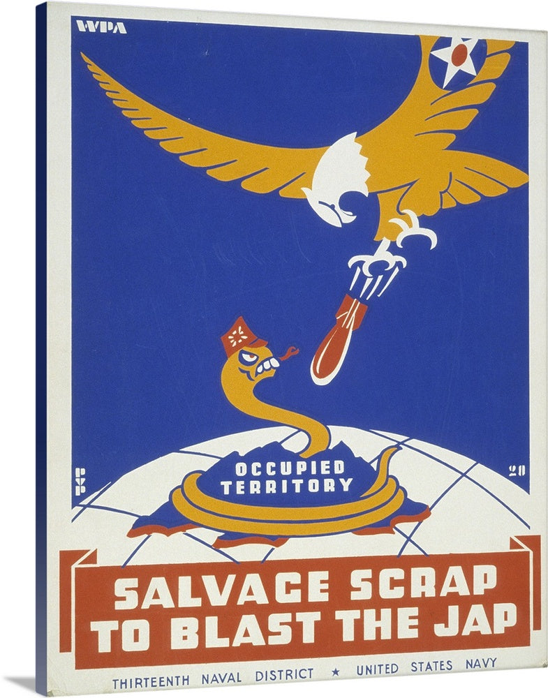 Reproduction "Salvage Scrap to Blast the Jap "- WPA Poster Wall Art Phil von Phul