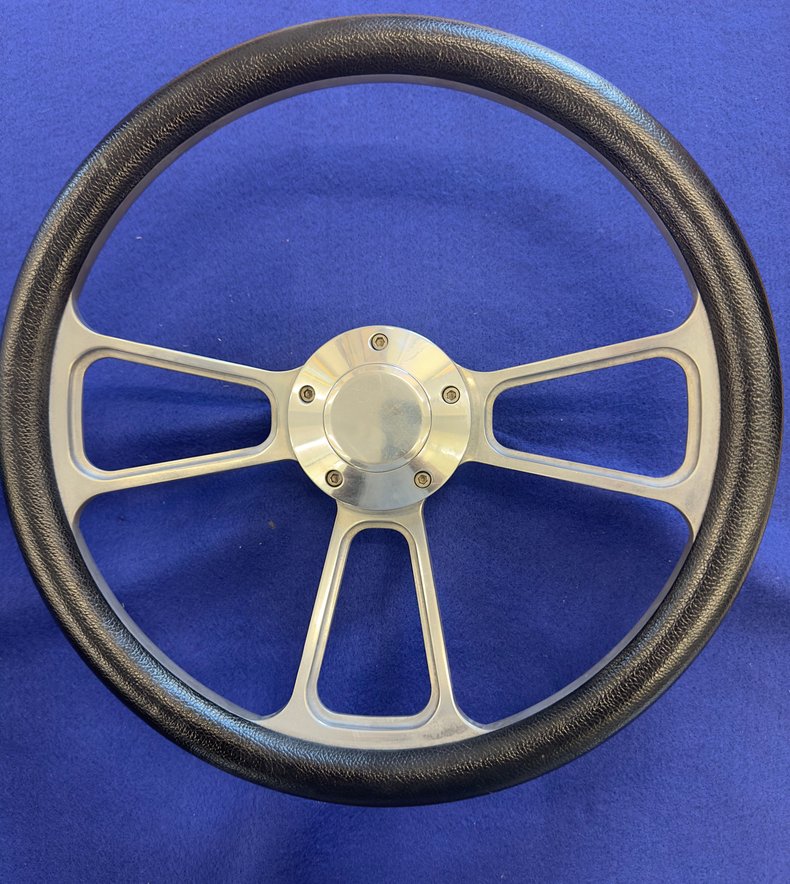 Universal 13.5" Chrome & Rubber Steering Wheel with Horn Button