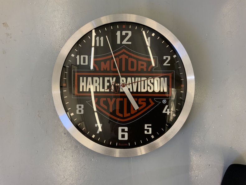 Harley-Davidson Logo Clock with Brushed Metal Trim
