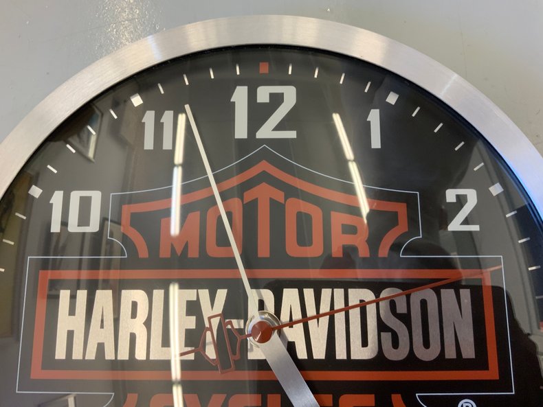 Harley-Davidson Logo Clock with Brushed Metal Trim