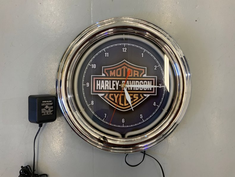 Harley-Davidson Logo Clock with Blue Neon