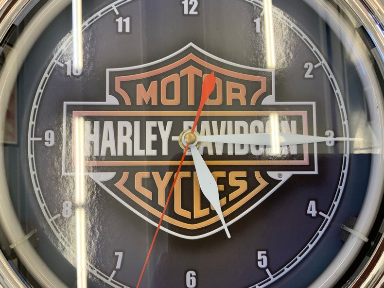 Harley-Davidson Logo Clock with Blue Neon