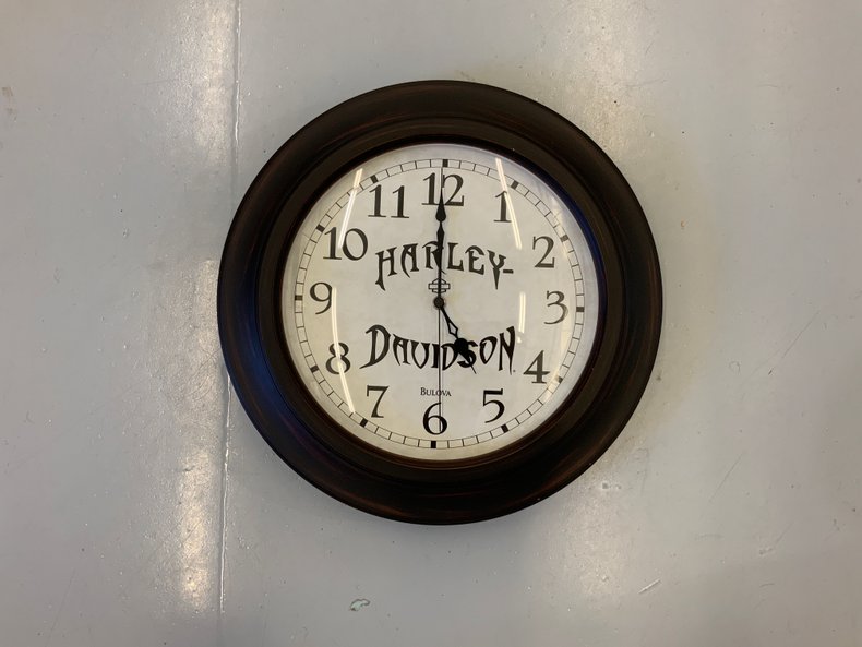 Harley-Davidson 16" Bulova Clock with Wood-Style Trim